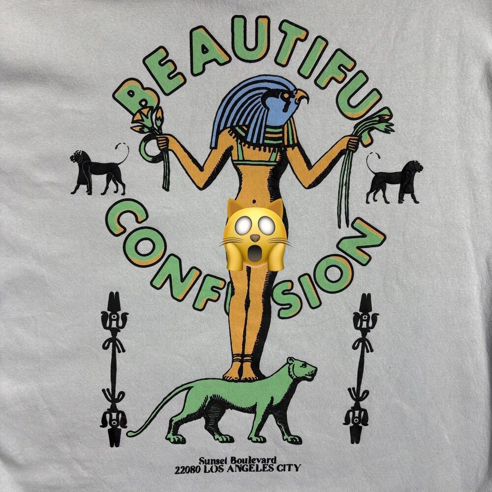 Pull‎ & Bear NSFW Art Sweatshirt Obscene Sz L Egyptian Risqué Surreal Lavender